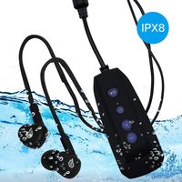 IPX8 MP3 Player Digital Lossless Music Player with Clip 8GB Waterproof MP3 Player with Waterproof Headphone for Running and Running（Blue）