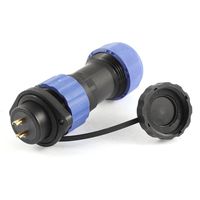 uxcell SD20 20mm 2P Flanged Waterproof Aviation Cable Connector Socket