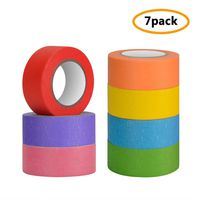 Colored Masking Tape, 7 Pcs Colored Painters Tape with Rainbow Colors for Kids Craft Art Projects in 1 Inch x 48ft (25mm x 15m) Labelling or Coding Rolls for Home Decoration, Office Supplies