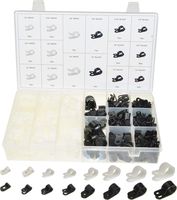 Swordfish 70350 - White and Black Color Nylon R Type Cable Clamp Assortment, 460 Pieces, Size from 1/8" to 3/4"