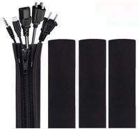 Cable Management Sleeve for Computers, Wire Organizer for TV Home Entertainment, Zipper Cord Wrap Keeper Neoprene Sleeve, 20 inch, 4 Pack