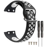 Veczom Forerunner 35 Band, Soft Silicone Replacement Watch Strap Compatible with Garmin Forerunner 35 Smartwatch Bands (Black White)