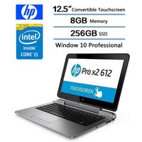 HP Pro X2 612 Business 12.5" Full HD 2-in-1 IPS Touchscreen Laptop with 8GB RAM, Intel i5-4302Y Dual Core Processor up to 2.30 GHz, 256GB SSD,  Windows 10 Professional (Silver)
