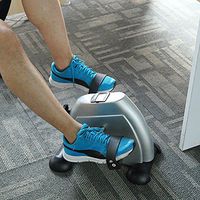 Mini Exercise Bike Arm and Leg Exerciser with Digital LCD Monitor Under Desk Bike Pedal Exerciser Portable Foot Cycle (Silver)