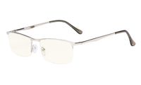 Eyekepper Computer Reading Glasses - Blue Light Filter Readers - UV420 Protection Metal Half-Rim Women Men - Silver +2.50