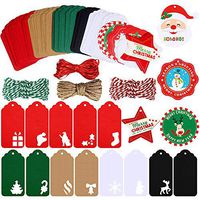 Winlyn 170 Pcs Christmas Gift Wrap Tags Holiday Hang Tags Paper Cuts Hollow Christmas Tree Santa Snowflake Design Party Favor Tags with Twines for Arts Crafts Wedding Christmas Festival