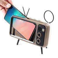 Omio Retro TV Wireless Bluetooth Speaker Vintage Portable Radio Speaker with Phone Holder Stand BT AUX FM Function 3D Stereo Sound Quality TF Card Slot Speaker Compatible with Devices Within 5.0 inch