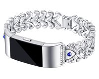 Kaleidoc Bands Compatible Fitbit Charge 2 - Metal Replacement Wristband with Premium Rhinestone Crystals, Adjustable Classy Bracelet Strap Compatible Fitbit Charge 2 Bands