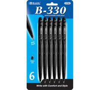 BAZIC B-330 Black Color Retractable Pen (5/Pack)(Case of 24)