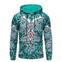 Men Hoodies Pullover Sale,deatu Clearance Mens Autumn Long Sleeve National Style Print Sweatshirt Top Tee Outwear(Green ,M)
