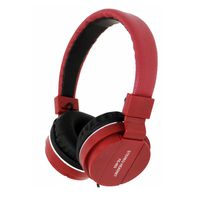 AutumnFall FE-003 Active Noise Cancelling Wired Headphones with Microphone Extra Bass AUX Headset Over Ear,Comfortable Earpads,Stereo Headset for Travel Work TV Computer iPhone (Red)