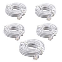 Yohii 5Pcs Telephone Male to Male RJ11 Plug Adapter Cable 10 Foot Long for Landline Telephone White