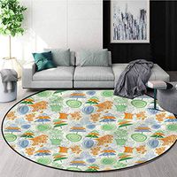 RUGSMAT Doodle Super Soft Circle Rugs for Girls,Christmas Themed Pine Trees Non-Slip No-Shedding Kitchen Soft Floor Mat Diameter-55
