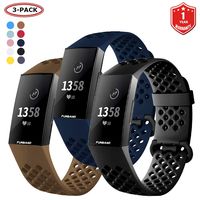 FunBand for Fitbit Charge 3 Strap Bands, Easy Adjust Breathable with Ventilation Holes Soft Silicone Sport Replacement Accessory Bracelet Straps for Fitbit Charge 3 Fitness Activity Wristband