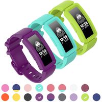 GVFM Compatible with Fitbit Ace 2 Bands for Kids 6+, Soft Silicone Bracelet Accessories Sport Strap Boys Girls Wristbands Compatible for Fitbit Inspire HR & Ace 2 (3-Grape, Lake Blue, Light Green)