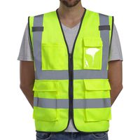 Dib Safety Vest Reflective High Visibility, ANSI Class 2 Vest with Pockets and Zipper, Construction Work Vest Hi Vis Yellow XL