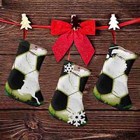 Christmas Tree and Fireplace Decoration Abstract Grunge Soccer Ball Stylish for Funny Xmas Party