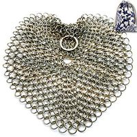 GUOMAN Cast Iron Cleaner - 7 Inches Anti-Rust Stainless Steel Chainmail Scrubber, Cast Iron Skillet Cleaner