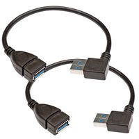Seismic Audio - SAPT505-2Pack - Pair of 10 Inch USB 3.0 Extension Cables - Type A Right Angle Male to Straight Female - Data Transfer Cables