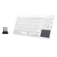 ZOXCCAN E20 2.4GHz Wireless Touch Keyboard Quiet Typing Compact Keyboard with Chocolate keycap and Built-in Touchpad for PC and Mac (White)