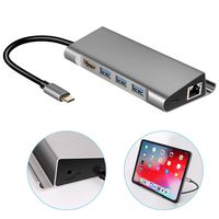 USB C Hub Stand for iPad Pro 2018 USB HDMI Headphone Ethernet Charger Adapter Docking Station Compatible with MacBook/Pro MacBook Air 2018 Samsung S10/S9