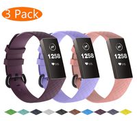 KingAcc Compatible Fitbit Charge 3 Bands, Soft Silicone Replacement Band for Fitbit Charge 3, Charge 3 SE, with Metal Buckle Wristband Strap Women Men (3-Pack,Small)