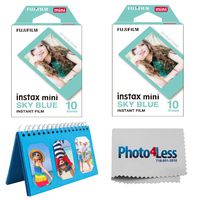Fujifilm Instax Mini Sky Blue Instant Film X2 (20 Sheets) + Album for Fuji Instax Photos - Instant Film Bundle