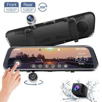 CHICOM 10 Inch Mirror Dash Cam,Backup Camera Stream Media,1080P 170° Front and 1080P 140° Wide Angle Rear Dashcam Video Recorder Parking Monitor,Night Vision Waterproof Rearview
