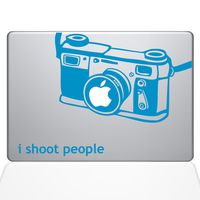 The Decal Guru I Shoot People Camera Decal Vinyl Sticker, 15" MacBook Pro (2015 & Older Models), Light Blue (1647-MAC-15P-LB)
