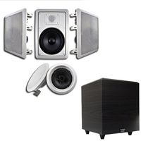 Acoustic Audio 5.1 Speaker System Flush Mount 5 Speaker Set and 6" Powered Sub