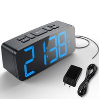 HAPTIME Digital Alarm Clock with FM Radio Dual-Alarm Snooze Large LED Display 12hr 24hr Format and Brightness Adjustable for Bedroom, Powered by USB Port and Backup Battery for Clock-Setting