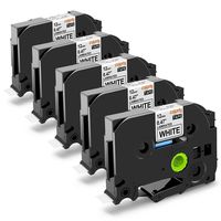 Replace Ptouch Tape 12mm 0.47 Inch Black on White TZe-231 Standard Laminated TZ Tape Compatible with Brother P-touch PTH110 PTD210 PTD600 PTD400AD P-Touch Cube Label Maker, 26.2 Feet (8m) 5-Pack