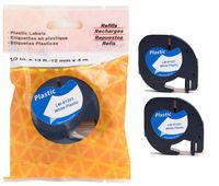 2/Pack LM Tapes - Premium Black on White Polyester Compatible Tape for LetraTag Printers, Replaces Dymo 91331 Letra TAG