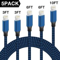 ONPIE MFi Certified Lightning Cable,iPhone Charger, 5Pack(3/3/6/6/10ft) Durable High Spped Nylon Braided USB Fast Charging&Syncing Cord Compatible iPhone 11 Pro Max/XS Max/XR/X / 8/7 / 6s More