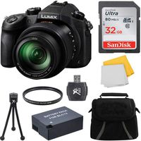 Panasonic LUMIX DMC-FZ1000 Digital Camera 32GB Accessory Bundle Includes: Lumix DMC-FZ1000 16X Long Zoom Camera (Black), Carry Case, 32GB High-Speed Memory Card, Spare BLC12 Battery, and More