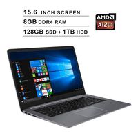 Asus VivoBook A12 Newest 15.6-Inch FHD 1080P Premium Laptop - AMD A12-9720P Quad Core up to 3.6 GHz, AMD Radeon R7, 8GB DDR4 RAM, 128GB SSD(Boot) + 1TB HDD, HDMI, Bluetooth, WiFi, Windows 10