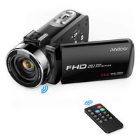 Andoer FHD 1080P Portable Digital Video Camecorder Camera Infrared Night Vision 3.0" Rotating LCD Screen 16X Digital Zoom 24MP with External Microphone Remote Control