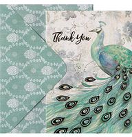 Punch Studio Sage Peacock Window Boxed Foil Thank You Note Cards 15723, 12 ct