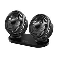 Double-Headed Car USB Fan All-Round Portable Car Vehicle Truck Air Fan Adjustable Cooler Cooling(Black)