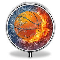 IMLONE Pill Organizer, Customized Fire Basketball Pill Boxes with 3 Components and Mirror for Travelling and Daily Needs