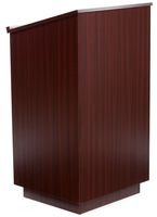 Displays2go 45.5 Inch Tall Podium with Locking Cabinet, Shelf, 25 Inch Angled Surface with Lip, Mahogany (LCTLCKHSTM)