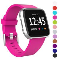 Humenn Bands Compatible with Fitbit Versa/Versa 2/Versa Lite/SE, Silicone Adjustable Replacement Classic Accessory Wristband Fitness Straps for Women Men (Small, G,Rose Pink)