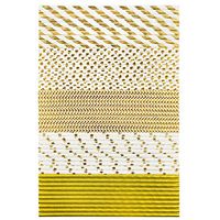 150 Bundle Biodegradable Eco-Friendly Paper Drinking Straws, 5 Different Patterns, Gold/White Designs made for Juices, Smoothies, Arts & Crafts, Shakes, Birthday, Baby Shower, Bridal Showers & More!