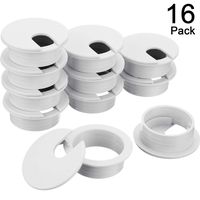 16 Packs Desk Grommet, Plastic Desk Cord Cable Hole Cover Grommet for Computer Table Wire Organizer for Home and Office, 35 mm/ 1.38 Inch Mounting Hole Diameter (White)