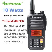 QuanSheng TG-UV2 Plus 10W Tri Band Long Range ham Walkie Talkie 10KM 4000mah Amateur Radio
