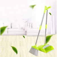 Broom and Dustpan Set, Vertical Brush and Dust Pot Combination Upright Cleaning for Cleaning Your Kitchen, Home - Remove Hair with Built-in Wisp Scraper & Garage Tiles Clean Supplies
