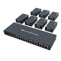 HDMI Extender Splitter 1 to 7 Over Ethernet Cat5e / Cat6 / Cat7 Up to 50M (165Ft), with IR, HDMI Local Loop-Out, EDID, POC, 1080P@60Hz AV Signals Lossless Transmission