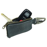 Leather Car Key Holder/Headphone & Charging Cables/Memory Cards/Flash Drives/Cash Zipper Case with Clasp Handmade by Hide & Drink :: Charcoal Black