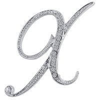 ANTOLL1Pcs A to Z 26 English Letters Silver Plated Metal Clear AAA+ Crystal Lapel Pin Brooches Collar (1pcs-X)