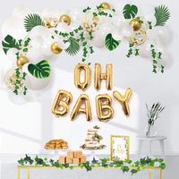 Ola Memoirs Greenery Baby Shower Decorations, Boho Neutral Oh Baby Balloon Garland Arch, Faux Greenery Ivy Leaf Vines, Backdrop Decor for boy and girl, Sweet Decoration Jungle Safari Woodland Theme